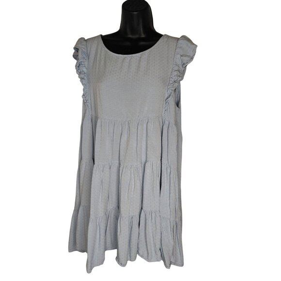 Kori America Dresses & Skirts - Kori America Light Blue Ruffled Sleeveless Tiered Dress M